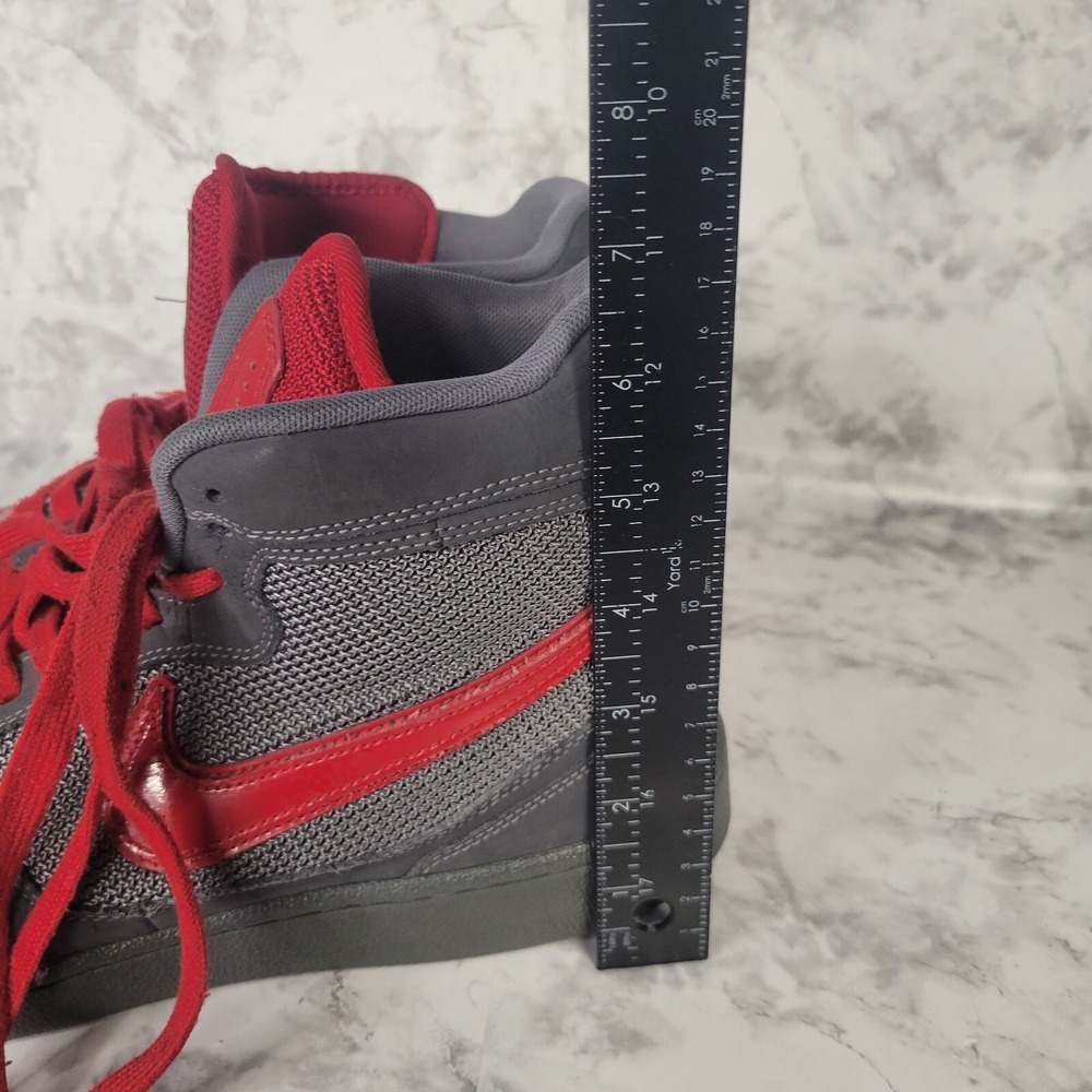 Nike High Top Sneakers Red Charcoal Grey Mesh Athletic Shoes Mens Basketball - Picture 10 of 10